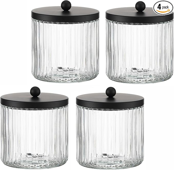 KMwares 4-Pack Glass Qtip Holder Dispenser Set by KMwares