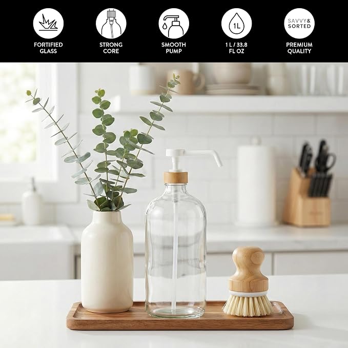 SAVVY & SORTED Glass Dish Soap Dispenser - Image 5