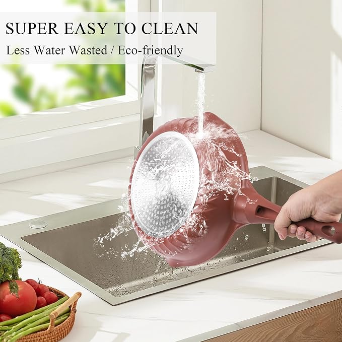 Vinchef Nonstick Toxin-Free Ceramic Cookware Deep Frying Pan Saute Pan - Image 6