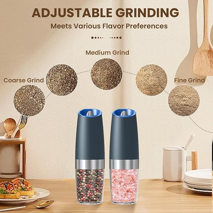 Gravity Electric Salt And Pepper Grinder Set, Automatic Salt And Pepper Grinder - Image 3