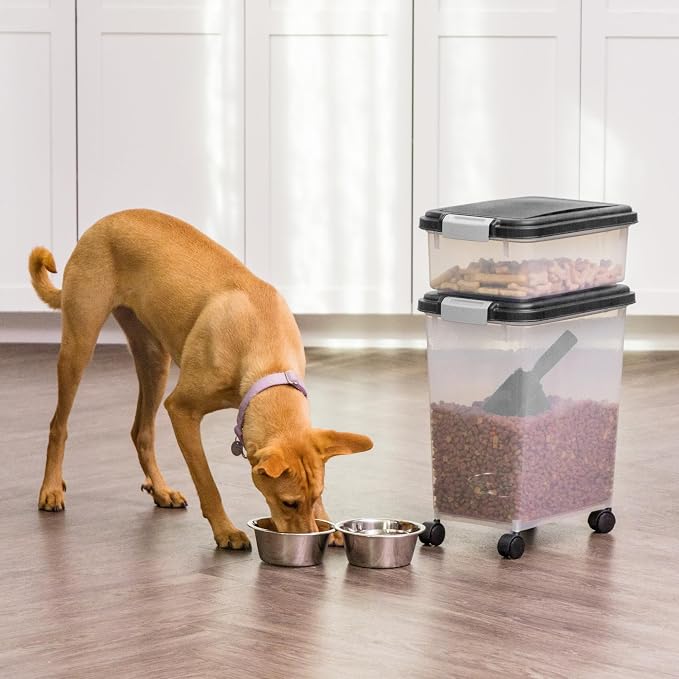 IRIS USA Dog Food Storage Container 30 lb + 11lb Airtight Combo, Stackable Pet - Image 9