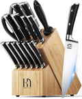 KnifeSaga Knife Set 15 Pcs Kitchen Knife Block Set, Enduring Razor-Sharp High by PushBoundariesforSharpness