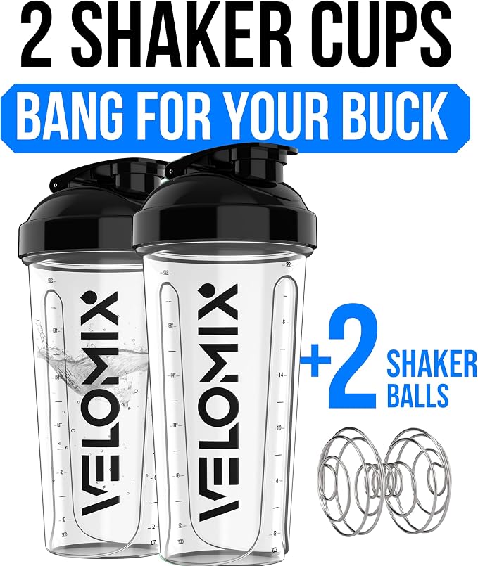 VELOMIX -2 Pack- 28 oz Protein Shaker Bottles - Image 2