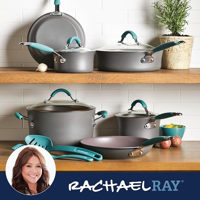 Rachael Ray Cucina Hard Anodized Nonstick Cookware Pots and Pans Set, 12 Piece - Image 7
