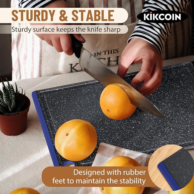 Kikcoin Plastic Cutting Boards for Kitchen, 3-Piece Large Cutting Board Set - Image 4
