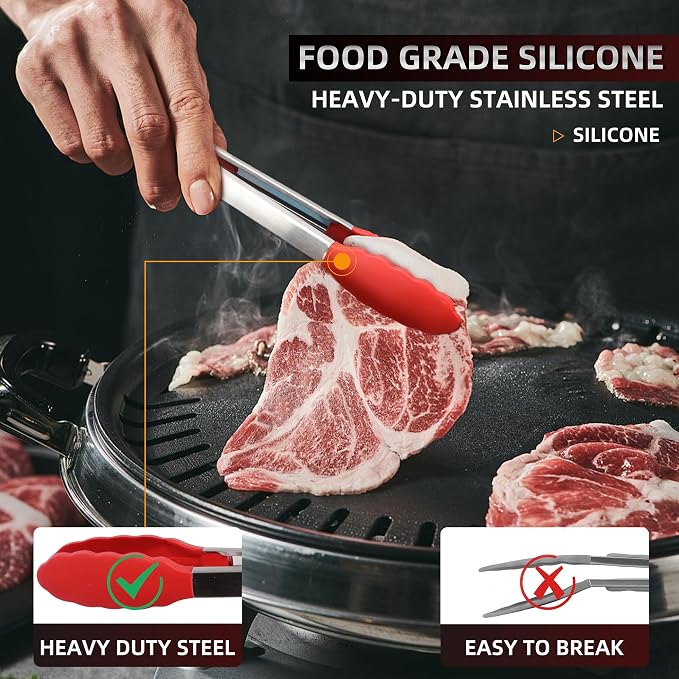 Pack of 3 Stainless Steel Kitchen Tongs - Image 4