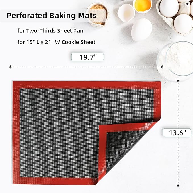 Perforated Silicone Baking Mat for Two-Thirds Size Pan, Non-Stick Eclair Baking - Image 2