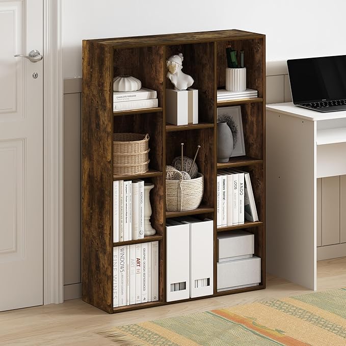 Furinno LUDER Book Shelf, 11-Cube Bookshelf, Reversible Bookcase, 9.4 x 29.1 x - Image 2