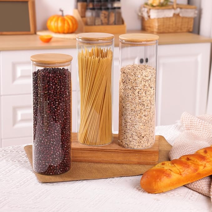 Moretoes 3 Pack 2qt Round Glass Storage Containers - Image 5