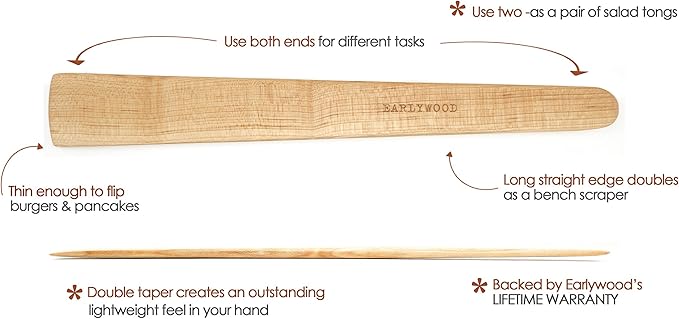 13 in Handmade Kitchen Cooking Utensil, Thin Dark Wood Saute Spatula, turning - Image 2