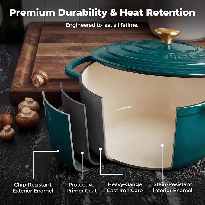 Zulay Kitchen 5 Quart Enameled Cast Iron Dutch Oven Pot - Image 5