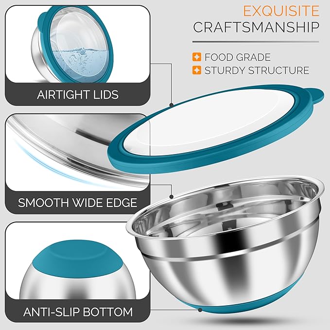HaWare Mixing Bowls, 24-Piece Stainless Steel Salad Serving Bowl - Image 5