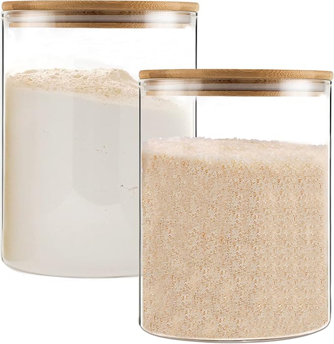 YUNCANG Glass Storage Jars, 2 PACK -108oz/3200ml Clear Glass Food Storage by YUNCANG