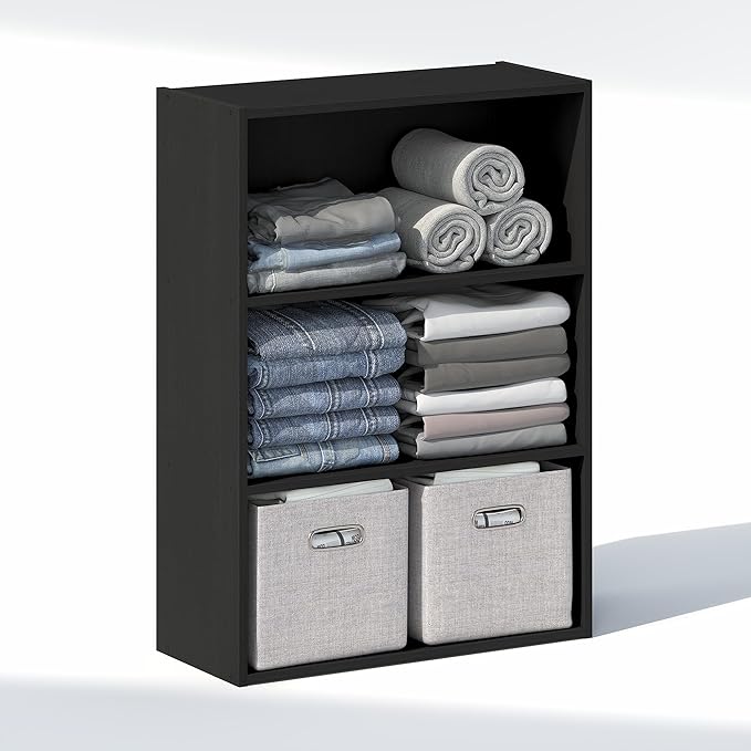 Furinno Reed Closet Organizers and Storage, 3-Tier Closet Organizer, Open Shelf - Image 3