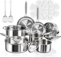 16-Piece Pots and Pans Set, Tri-Ply Stainless Steel Cookware Set by Unknown
