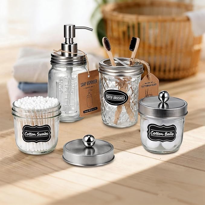 Amolliar Mason Jar Soap Dispensers, Rustproof Stainless Steel Lid &Pump - Image 7
