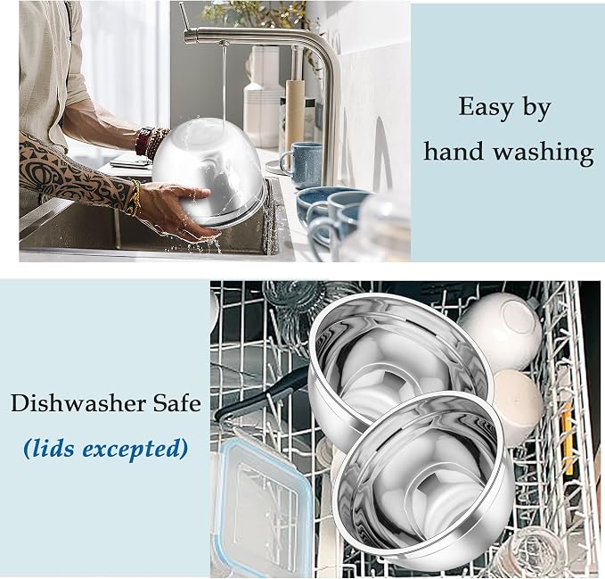 TeamFar Mixing Bowls, Stainless Steel Nesting Salad Bowls - Image 5