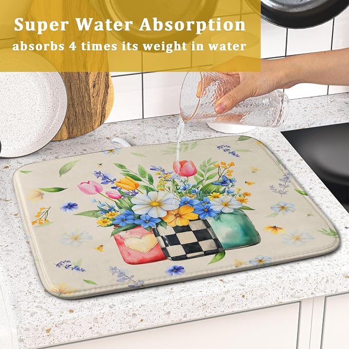 Giwawa Spring Flower Vases Dish Drying Mat - Image 7