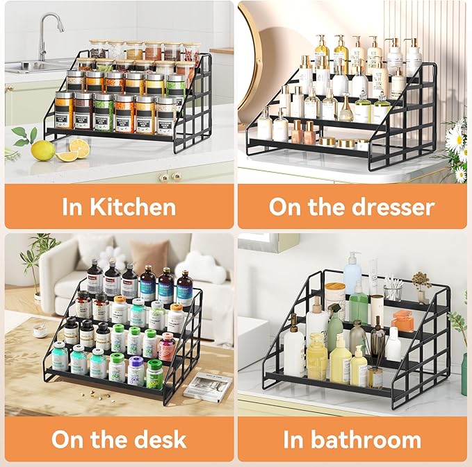 Bunoxea Spice Rack 4 Tier Kitchen Cabinet Organizer, Countertop Spice Rack - Image 7