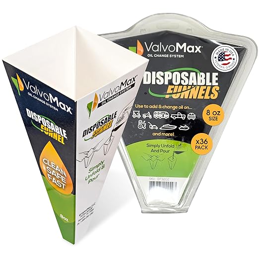 ValvoMax Disposable Funnels, Automotive Fluids, and Household Liquids by ValvoMax
