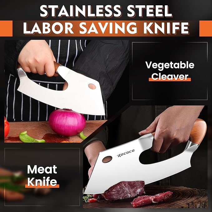 ROCOCO Meat Cleaver Knife Unique Effort Saving Kitchen Knife Professional - Image 2