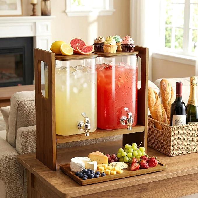 2 PCS 1.2 Gallon Drink Dispenser, Glass Beverage Dispenser - Image 6