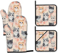 Cute Cat Oven Mitts and Pot Holders, Heat Resistant Oven Mitts Gloves and Pot by Unknown