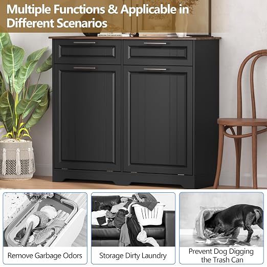 Double 10 Gallon Tilt Out Trash Can Cabinet - Image 5