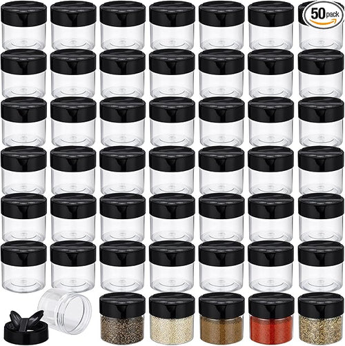 50 Pack 3.4 oz Plastic Spice Jars by Yiyiring