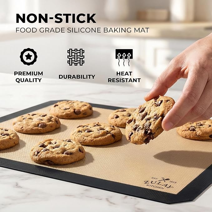 Zulay Kitchen Silicone Baking Mat Set – 2-Pack 16.5″ × 11.6″ Reusable Non-Stick - Image 4