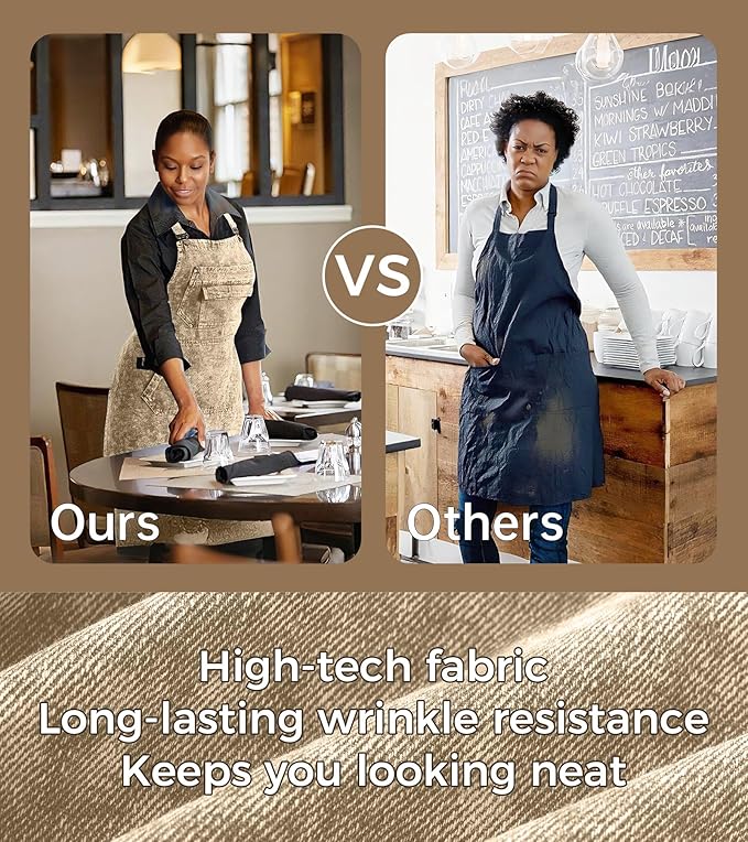 Denim Apron with Pockets for Hair Stylist Gardening Craftsmen Barista Women - Image 6