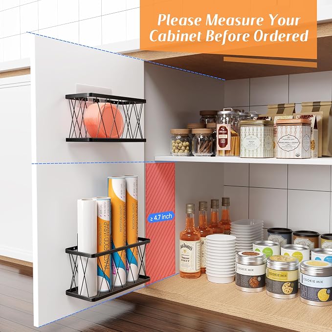 BasicForm 4 Pack Metal Kitchen Inside Cabinet Door Organizer, Adhesive Lid - Image 7