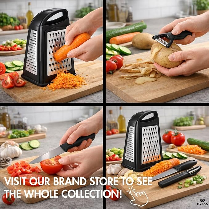 Hakan Grater, Chop and Peel Set | Handheld 3-Sided Grater - Image 8