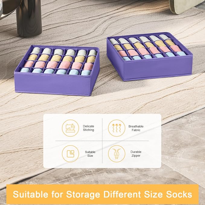Joyoldelf Sock Drawer Organizer Divider 2 Packs Underwear Organizer, 24 Cell - Image 6