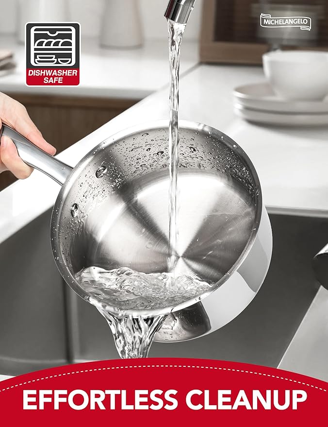 MICHELANGELO Stainless Steel Sauce Pan Set - Image 4