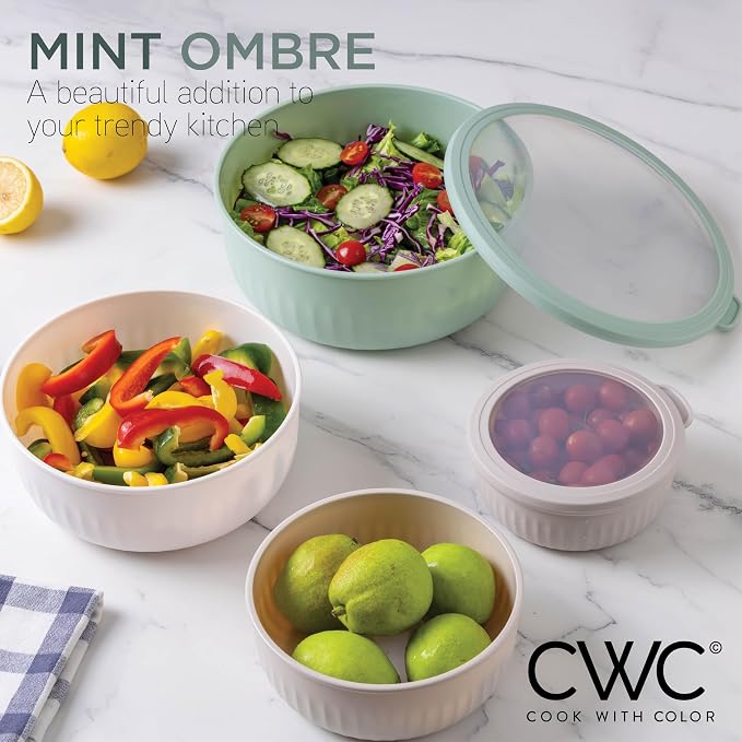 COOK WITH COLOR Prep Bowls with Lids- Wide and Deep Nesting Plastic Small - Image 7