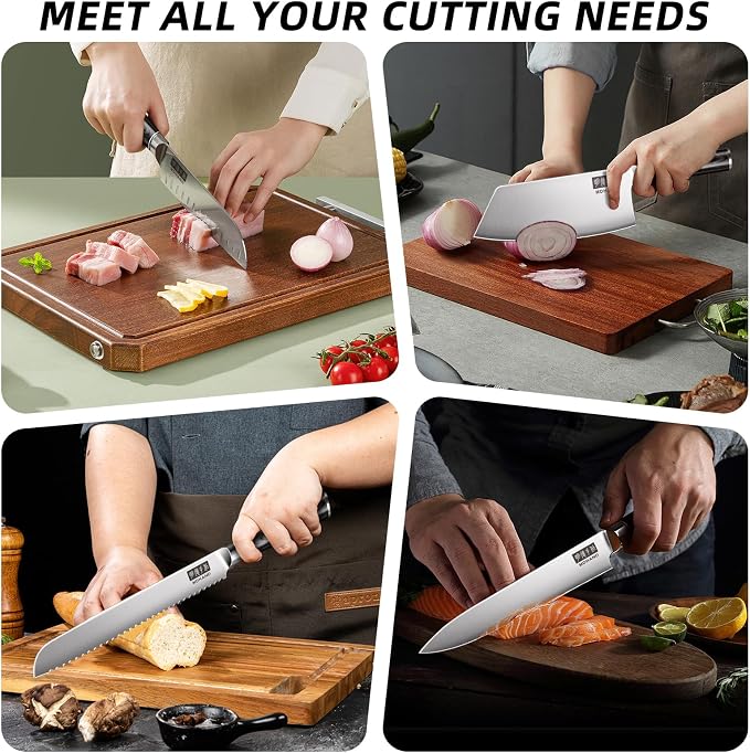 MDHAND Chef Knife Set with Roll Bag, High Carbon Stainless Steel Japanese - Image 5