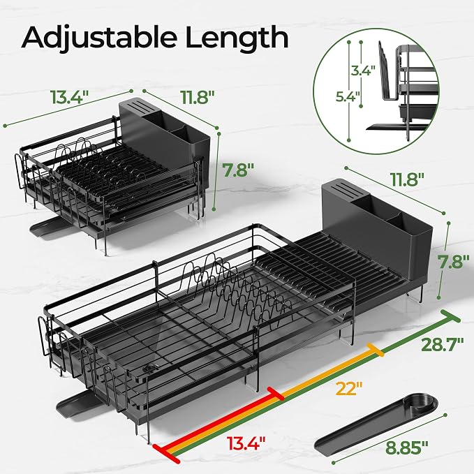 Large Dish Drying Rack, Expandable Dish Rack, Stainless Steel Dish Racks - Image 7