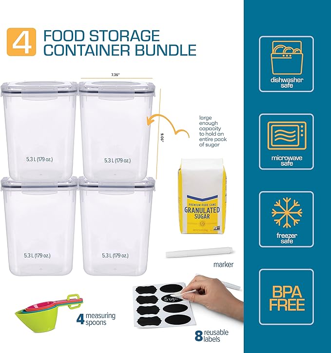 Storeganize Flour Sugar Storage Containers Great Rice Canisters Sets - Image 2