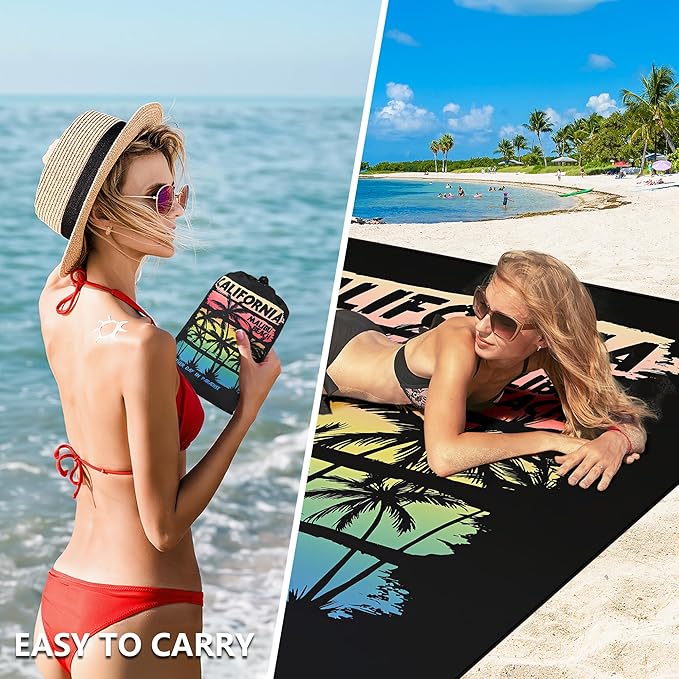 HIHOHO Beach Blanket Waterproof Sandproof Extra Large Beach Mat 79" X - Image 4