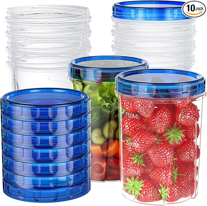 10 Pack-32 OZ Freezer Storage Containers, Small Plastic Food Storage Containers by HelpYouSaveMoreSpace