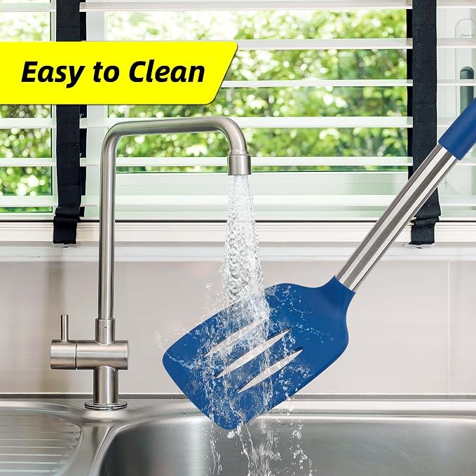 4 Pack Silicone Utensils Set，Non Stick Solid Spatulas, Slotted Spoons - Image 4