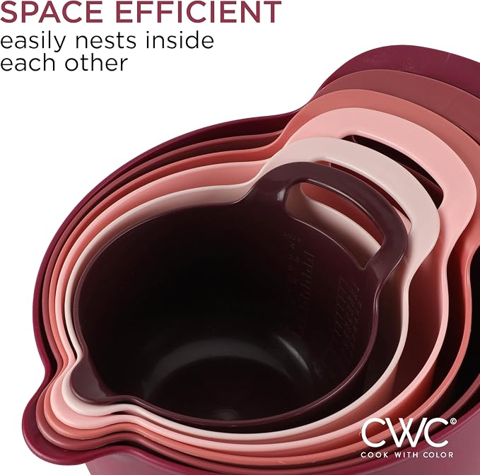 COOK WITH COLOR Nesting Plastic Mixing Bowl Set with Pour Spouts and Handles - Image 6