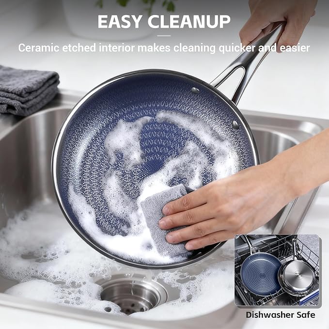 Ammeloo Hybrid Tri-Ply Stainless Steel Frying Pan Set, Non Stick Frying Pans - Image 6