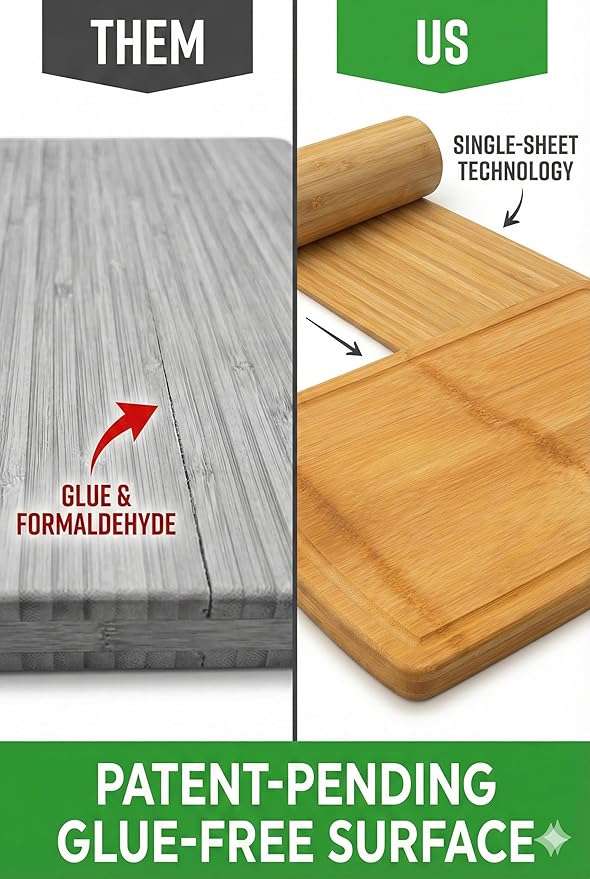 GREENER CHEF Glue-Free Surface Organic Bamboo Wood Cutting Board 3-Piece Set – - Image 2