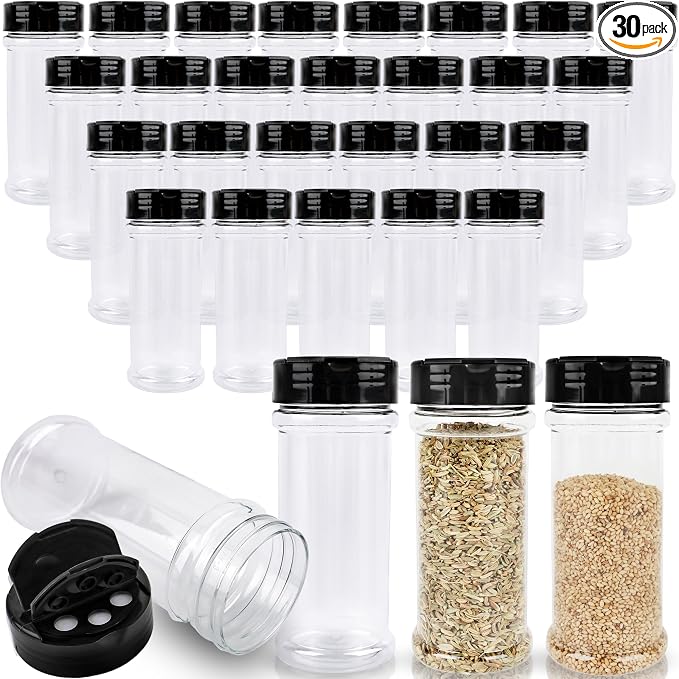 30 Pcs 6 oz Plastic Spice Jars by Conagel
