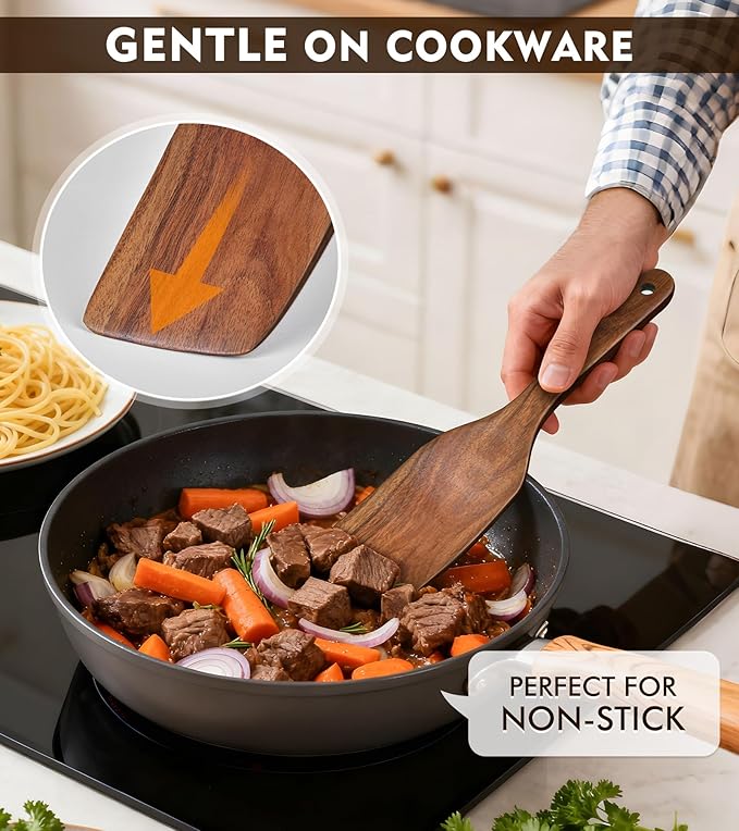 4Pcs Wooden Spatula for Cooking, Acacia Wooden Spatula for Kitchen Use - Image 4