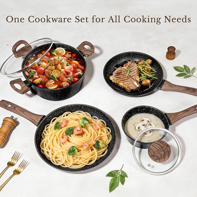EWFEN 25 Pcs Pots and Pans Set, Nonstick Ceramic Cookware Sets, Healthy - Image 7