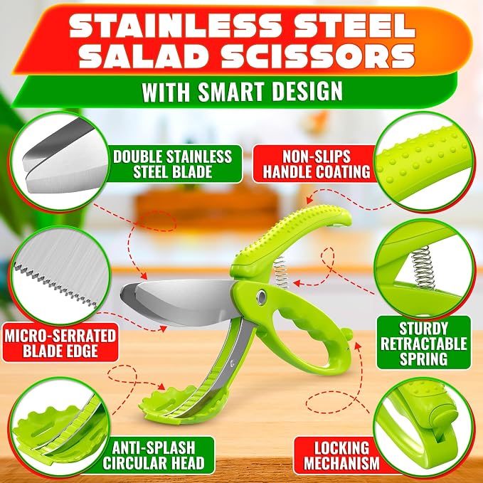 Salad Scissors for Chopped Salad – Multiblade Food Scissor Chopper - Image 3