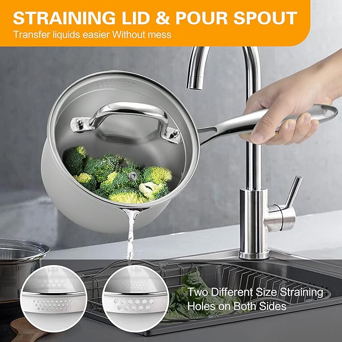 Stainless Steel Saucepan with Glass Lid, 2.0 Quart Multipurpose Sauce Pan - Image 6